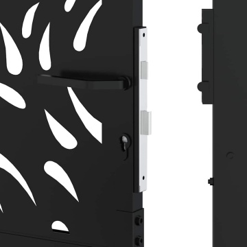 Poarta de gradina neagra 105x130 cm design flacara din otel - Img 7