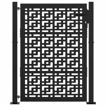 Poartă de grădină neagră 105x130 cm Design în cruce de oțel - Img 3