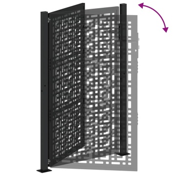 Poartă de grădină neagră 105x155 cm Design în cruce de oțel - Img 6