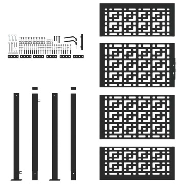 Poarta de gradina neagra 105x180 cm Design cruce de otel - Img 4
