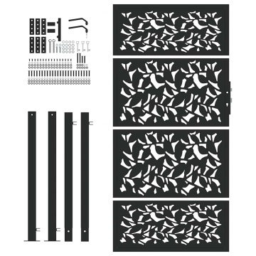 Poarta de gradina neagra 105x180 cm Design cu frunze de otel - Img 4