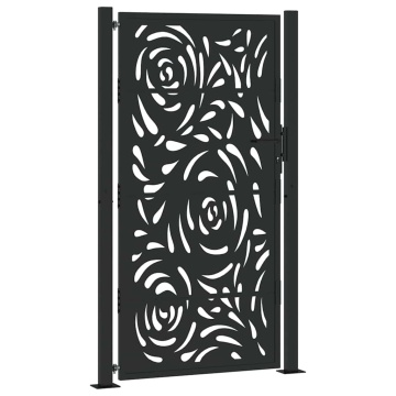 Poarta de gradina neagra 105x180 cm design flacara din otel - Img 2