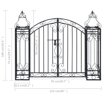 Poartă de grădină ornamentală, 122 x 20,5 x 100 cm, fier forjat - Img 5