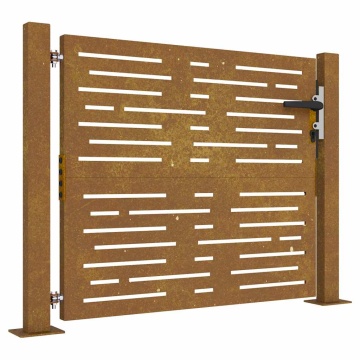 Poartă pentru grădină, 105x105 cm, oțel corten, dreptunghiuri - Img 2