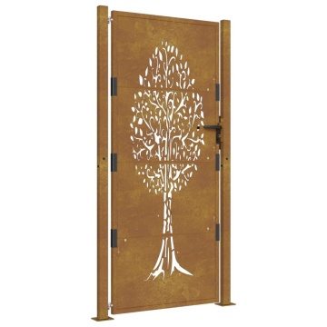 Poartă pentru grădină, 105x180 cm, oțel corten, model copac - Img 2