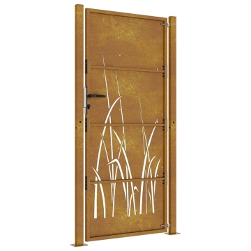 Poartă pentru grădină, 105x180 cm, oțel corten, model iarbă - Img 8