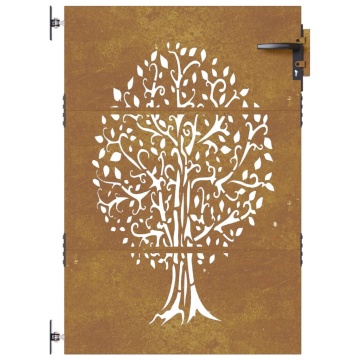 Poartă pentru grădină, 85x125 cm, oțel corten, model copac - Img 4