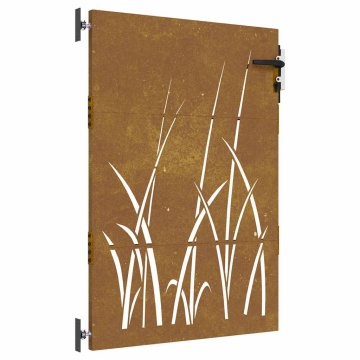 Poartă pentru grădină, 85x150 cm, oțel corten, model iarbă - Img 2