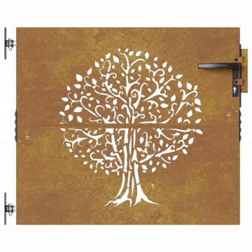 Poartă pentru grădină, 85x75 cm, oțel corten, model copac - Img 4