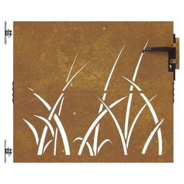 Poartă pentru grădină, 85x75 cm, oțel corten, model iarbă - Img 4