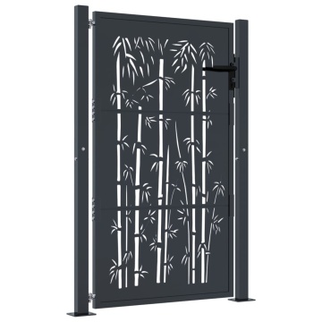 Poartă pentru grădină, antracit, 105x155 cm, oțel, model bambus - Img 2