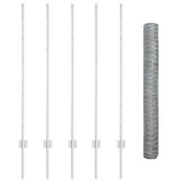 Posturi de gard 10 buc Canale U 120 cm Oțel galvanizat, Gard hexagonal 1.2x10 m Oțel galvanizat - Img 2