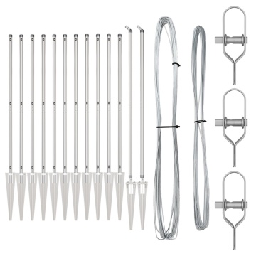 Posturi de gard cu vârf 13 buc Ø32 mm 140 cm Oțel galvanizat - Img 2