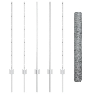 Posturi de Împrejmuire 10 buc U-Channel 100 cm Oțel Galvanizat, Împrejmuire Hexagonală 1x10 m Oțel Galvanizat - Img 2