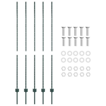 Posturi pentru Gard 5 buc U-Channel Verde 160 cm Oțel - Img 4