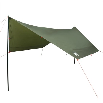 Prelată de camping verde măsliniu, 462x306x211 cm, impermeabilă - Img 2
