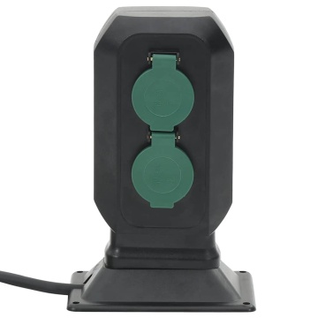 Priză de exterior cu țăruș și 4 căi, negru/verde, 15,5x11x24 cm - Img 2