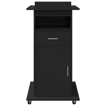 Pupitru cu roți și sertar negru 55x55x107 cm lemn prelucrat - Img 4