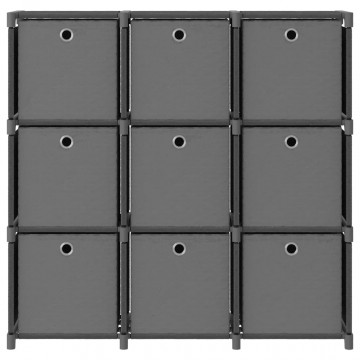 Raft 9 cuburi cu cutii, gri, 103x30x107,5 cm, material textil - Img 1