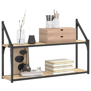Raft cu 2 niveluri stejar sonoma 80x21x51 cm, lemn prelucrat - Img 3