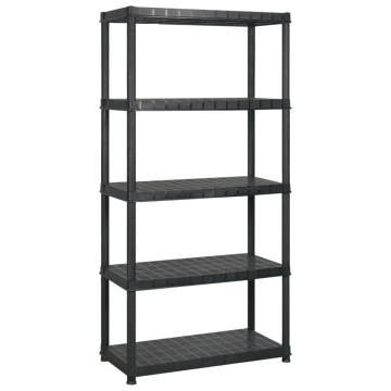 Raft de depozitare cu 5 polițe, negru, 170x40x185 cm, plastic - Img 2