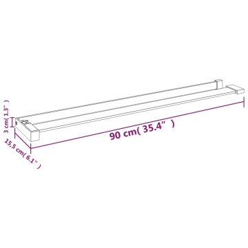 Raft de duș pentru perete cabină de duș, negru, 90 cm, aluminiu - Img 6