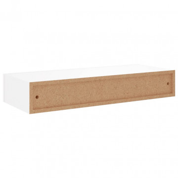 Raft de perete cu sertar, alb, 60x23,5x10 cm, MDF - Img 6