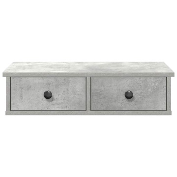 Raft de perete cu sertare Gri beton 60x25x15 cm Lemn prelucrat - Img 4