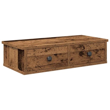 Raft de perete cu sertare Lemn vechi 60x25x15 cm Lemn prelucrat - Img 2