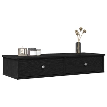Raft de perete cu sertare negru 100x37,5x19 cm lemn prelucrat - Img 1
