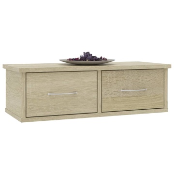 Raft de perete cu sertare, stejar sonoma, 60x26x18,5 cm - Img 3