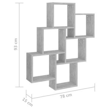 Raft de perete cub, gri beton, 78x15x93 cm, PAL - Img 5