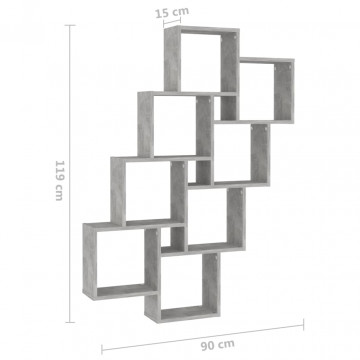 Raft de perete cub, gri beton, 90x15x119 cm, PAL - Img 5