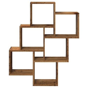 Raft de perete cub, lemn vechi, 78x15x93 cm, lemn prelucrat - Img 4