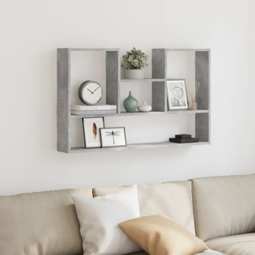 Raft de perete, gri beton, 99x15x60 cm, lemn prelucrat - Img 3