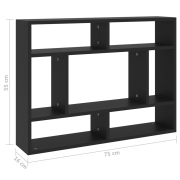 Raft de perete, negru ,75x16x55 cm, PAL - Img 5