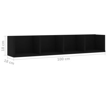 Raft de perete pentru CD-uri negru 100x18x18 cm lemn prelucrat - Img 5