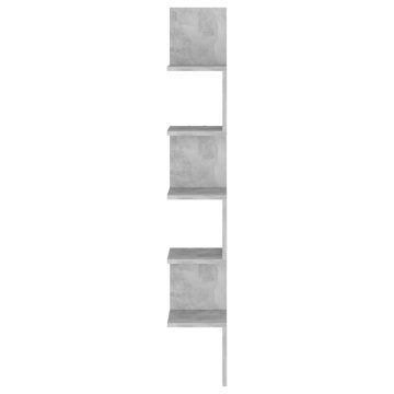 Raft de perete pentru colț, gri beton, 20x20x127,5 cm , PAL - Img 4