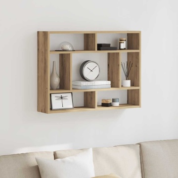 Raft de perete, stejar artizanal, 75x16x55 cm, lemn prelucrat - Img 3