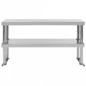 Raft masă de lucru cu 2 niveluri, 120x30x65 cm, oțel inoxidabil - Img 3