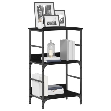 Raft pentru cărți Negru Stejar 50x33x82 cm Lemn prelucrat și Oțel - Img 3