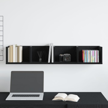 Raft pentru CD-uri Stejar Negru 100x18x18 cm Lemn prelucrat - Img 4