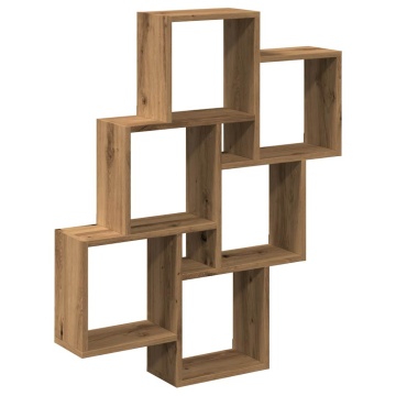 Raft perete cub, stejar artizanal, 78x15x93 cm, lemn prelucrat - Img 2