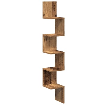 Raft perete pentru colț lemn vechi 20x20x127,5cm lemn prelucrat - Img 2