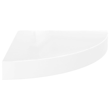 Rafturi colț perete, 4 buc., alb extralucios, 25x25x3,8 cm, MDF - Img 3