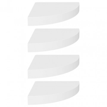 Rafturi colțar de perete, 4 buc., alb, 25 x 25 x 3,8 cm, MDF - Img 2