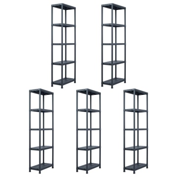 Rafturi de depozitare 5 buc. negru 60x30x180 cm plastic 125 kg - Img 1