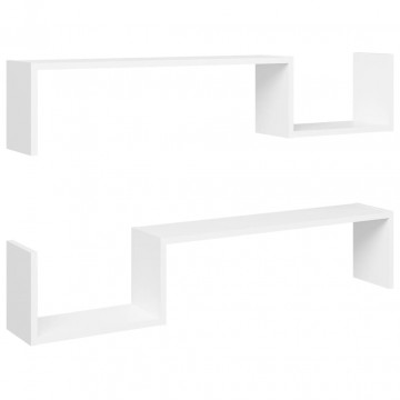 Rafturi de perete, 2 buc., alb, 100x15x20 cm, PAL - Img 2
