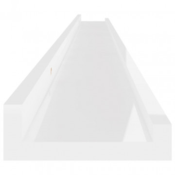 Rafturi de perete, 2 buc., alb extralucios, 115x9x3 cm - Img 7
