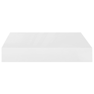 Rafturi de perete, 2 buc., alb extralucios, 23x23,5x3,8 cm, MDF - Img 5